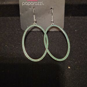 paparazzi Emerald Oval Crystal Hoop Earrings